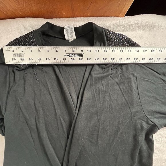 Hand Painted by Laura Rogers Embellished Shoulder Cardigan Sweater XL Black - Picture 7 of 9